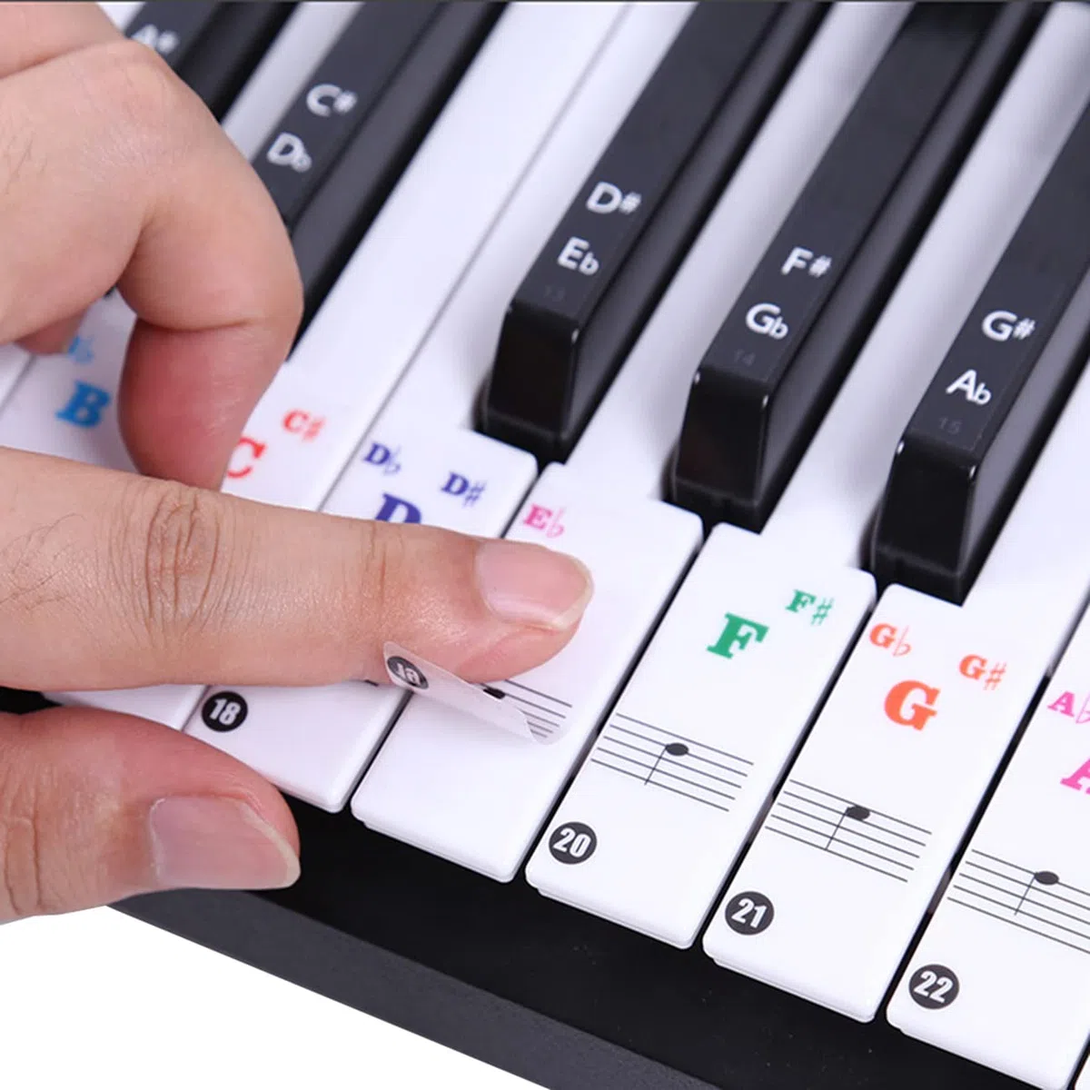 Klavier Aufkleber für 37/49/54/61/88 Weiße und Schwarze Tasten, Klavieraufkleber für Keyboards Transparentes Noten-Aufkleber für Kinder, Klavier Anfänger, Bunt