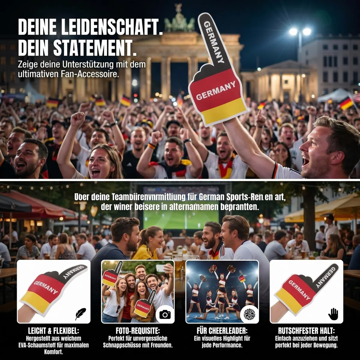 GALPADA Schaumstoff Finger Handschuhe - Dekorativer Fußballfinger zum Anfeuern - Cheerleading Accessoire & Fanartikel für Stadion, Sport Spiele & Racing Fans