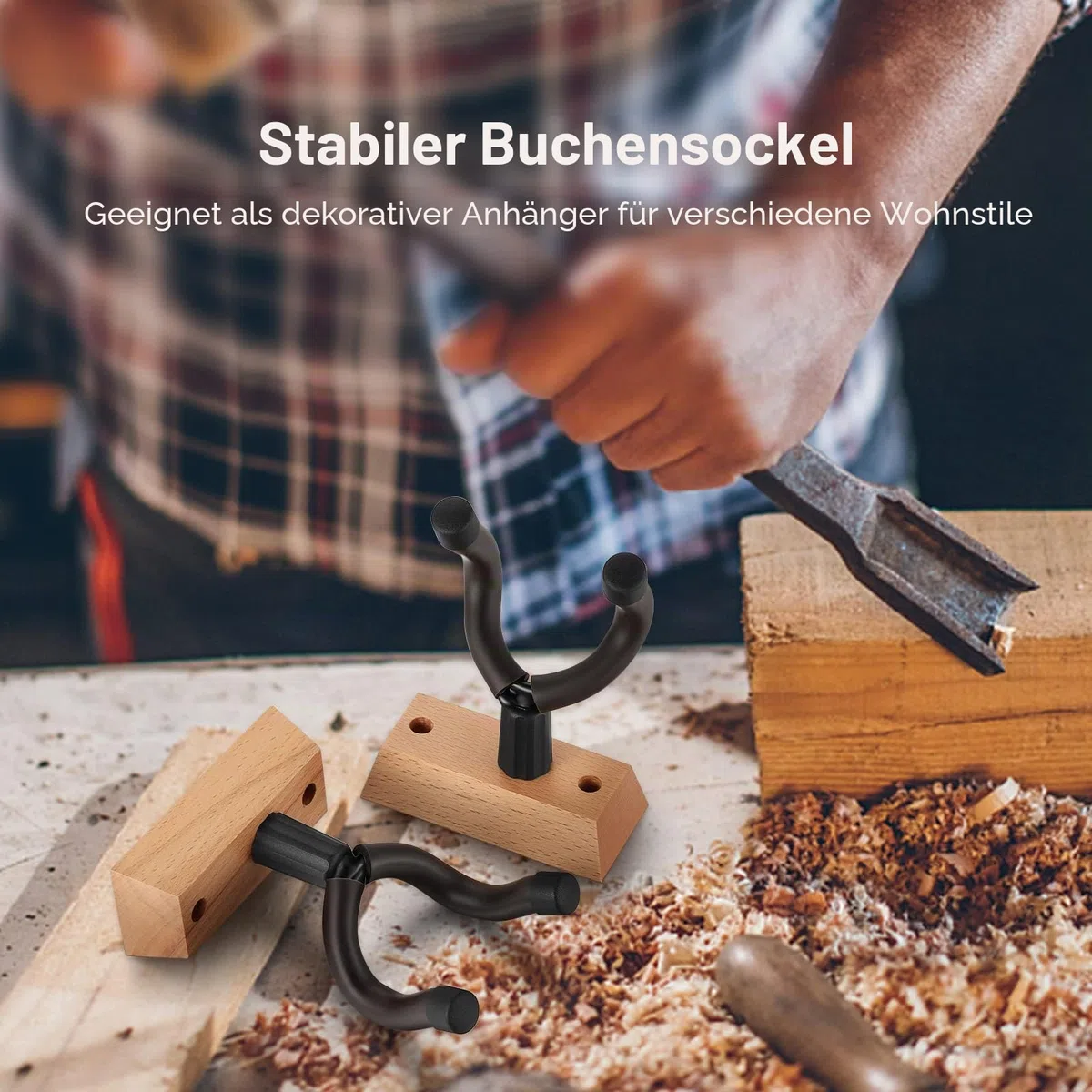 Gitarre Wandhalterung für Wand, 2 Stück Gitarrenhalter für Bass, E-gitarre, Banjo Universal Holz Gitarrenständer, Klassische Akustikgitarre Haken Gitarrenwandhalter Gitarrenzubehör