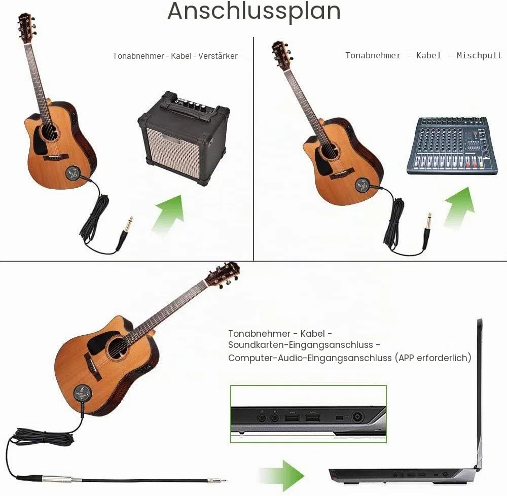 OTraki PiezoTonabnehmer Mini Piezo Pickup Kontakt Mikrofon Transducer mit 6,35mm Ausgangstecker für Gitarre Violine Banjo Mandoline