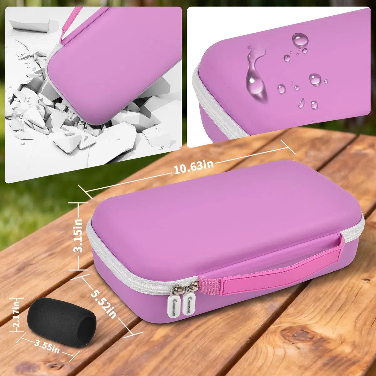 Drahtloses Mikrofon Gehäuse für JBL PartyBox & Zwei Mikrofone System, stoßfeste Karaoke Mikrofone Reisespeicherbox mit Mikrofon Schaumstoffdeckel, hält 2 Mikrofone, Ladegerät (Nur Box)- Violett