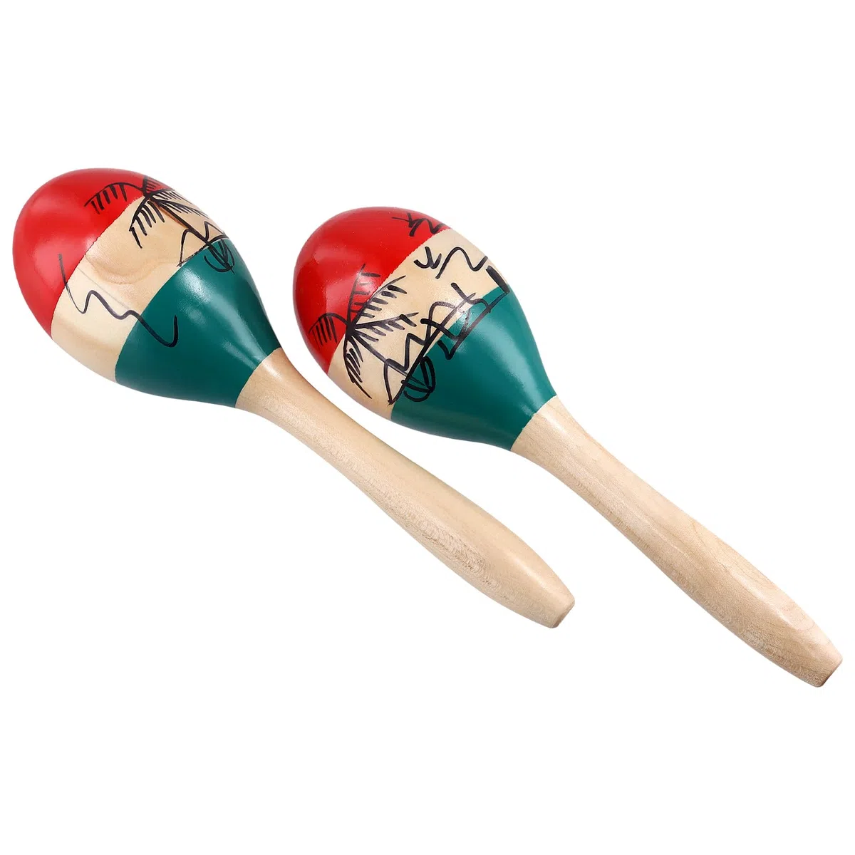 2 Paar Holz Maracas, Handbemalt Naturholz Maracas Percussion für Party, Schule, Aufführungen
