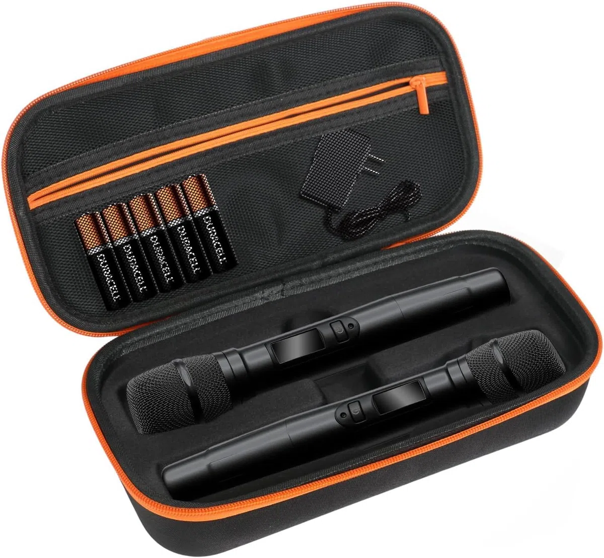 LEFOR·Z Kabelloses Mikrofongehäuse Kompatibel mit JBL PartyBox Wireless Two Mikrofon System,Handheld Dual Mic Reisespeichertasche für Empfänger,Adapter,AA Batterien,Ladegerät,Schwarz (Nur Box)