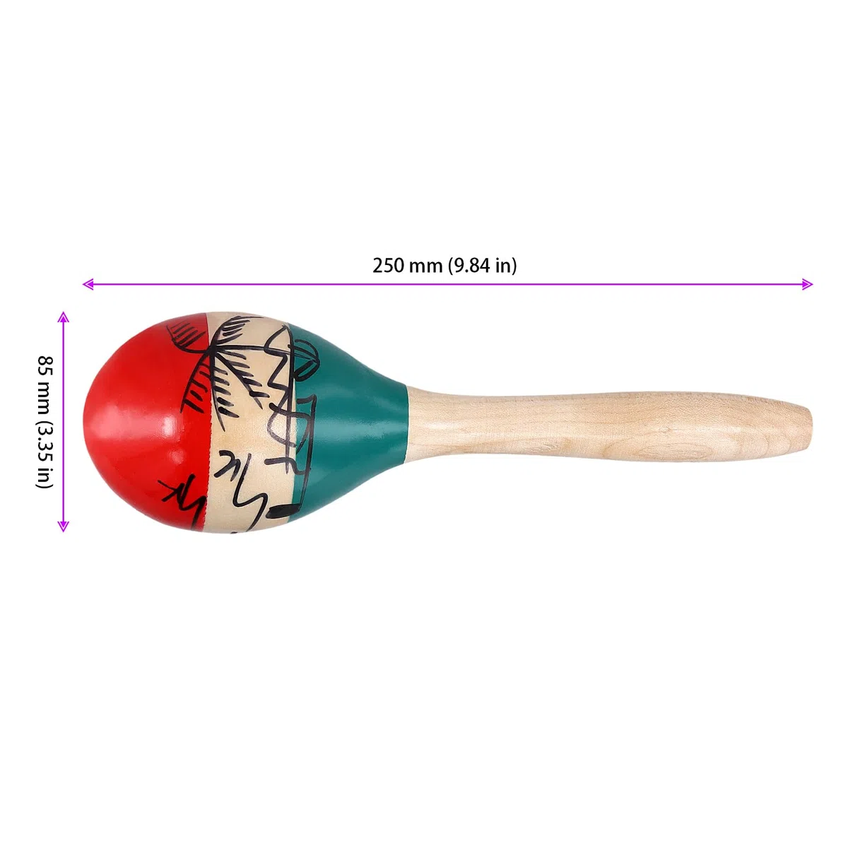 2 Paar Holz Maracas, Handbemalt Naturholz Maracas Percussion für Party, Schule, Aufführungen