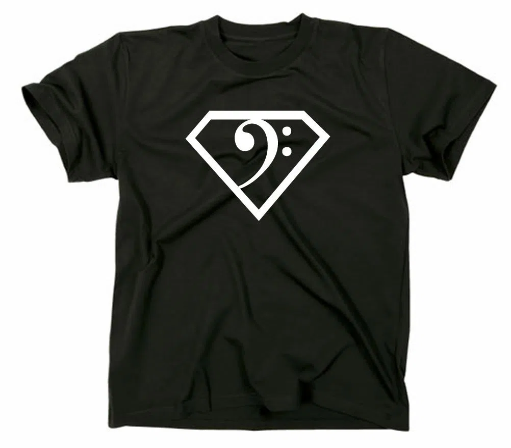 Bass T-Shirt Bassisten Bassnote Superman Logo