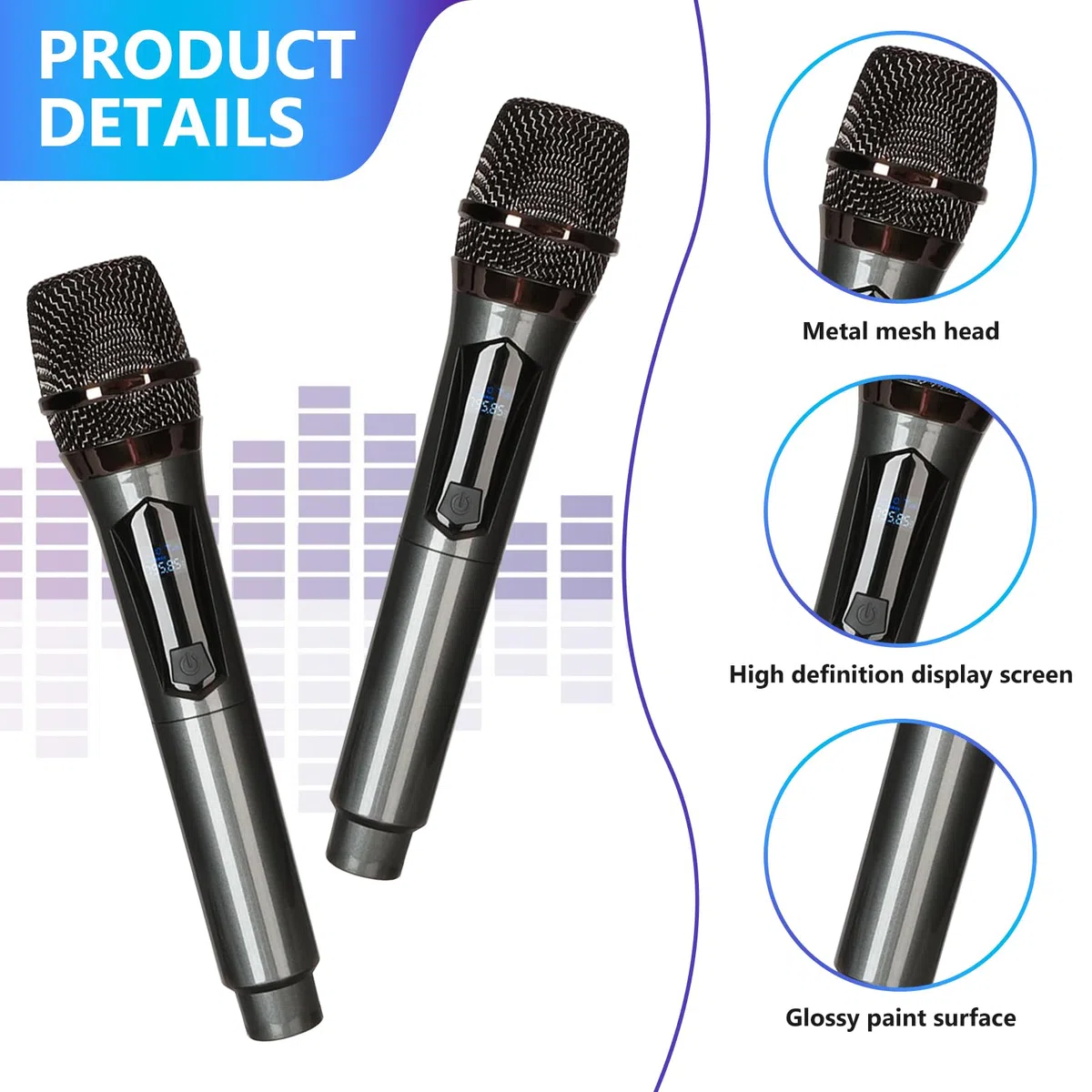 Mikrofon Kabellos,2 Stück Kabelloses Mikrofon Mit Wiederaufladbarem Empfänger,Wireless Microphone Set,Dual Funkmikrofon,Wiederaufladbares Funkmikrofon Für Party,Gesang,Karaoke,Hochzeit,Vortrag