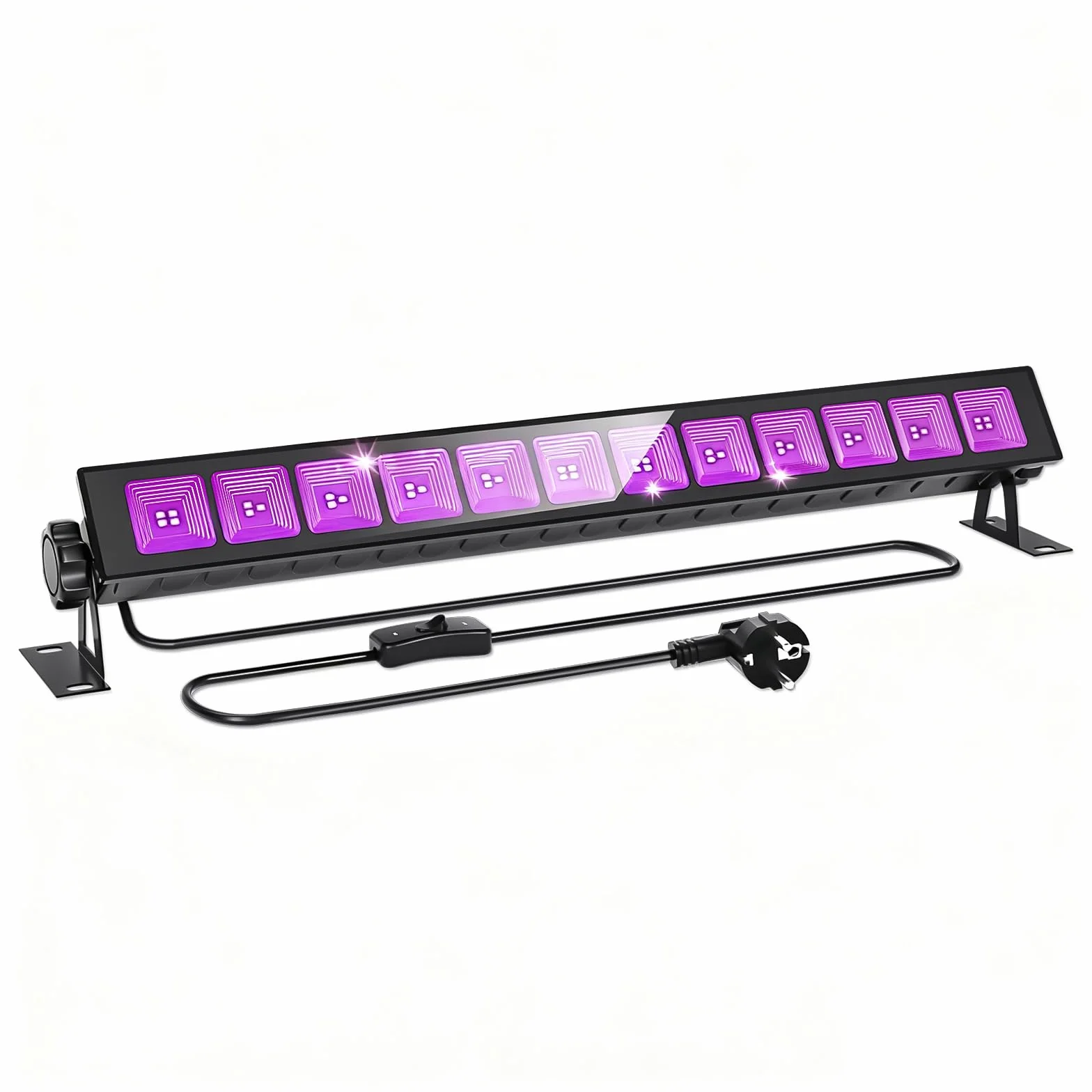 CREATESTAR LED Schwarzlicht Strahler 45W, UV Bar Schwarzlichter LED Schwarzlichtlampe mit Stecker, IP66 Wasserdichtes Schwarzlicht für Party, Fluoreszierende Effekte, Halloween Dekorationen,Bühne