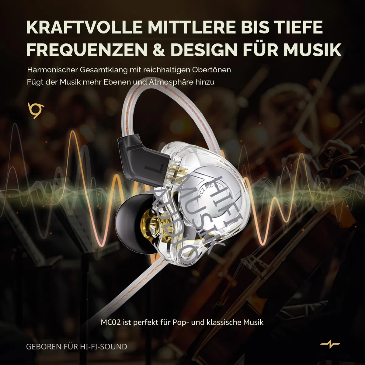 CCZ MC02 In Ear Monitor, In Ear Gaming Kopfhörer 10-mm-Dual-Magnet DD PET-Membran, IEM Kraftvoller Bass, DJ Kopfhörer mit Kabel 5N OFC, Gaming Earbuds Noise Cancelling für PS5, HiFi-Enthusiast