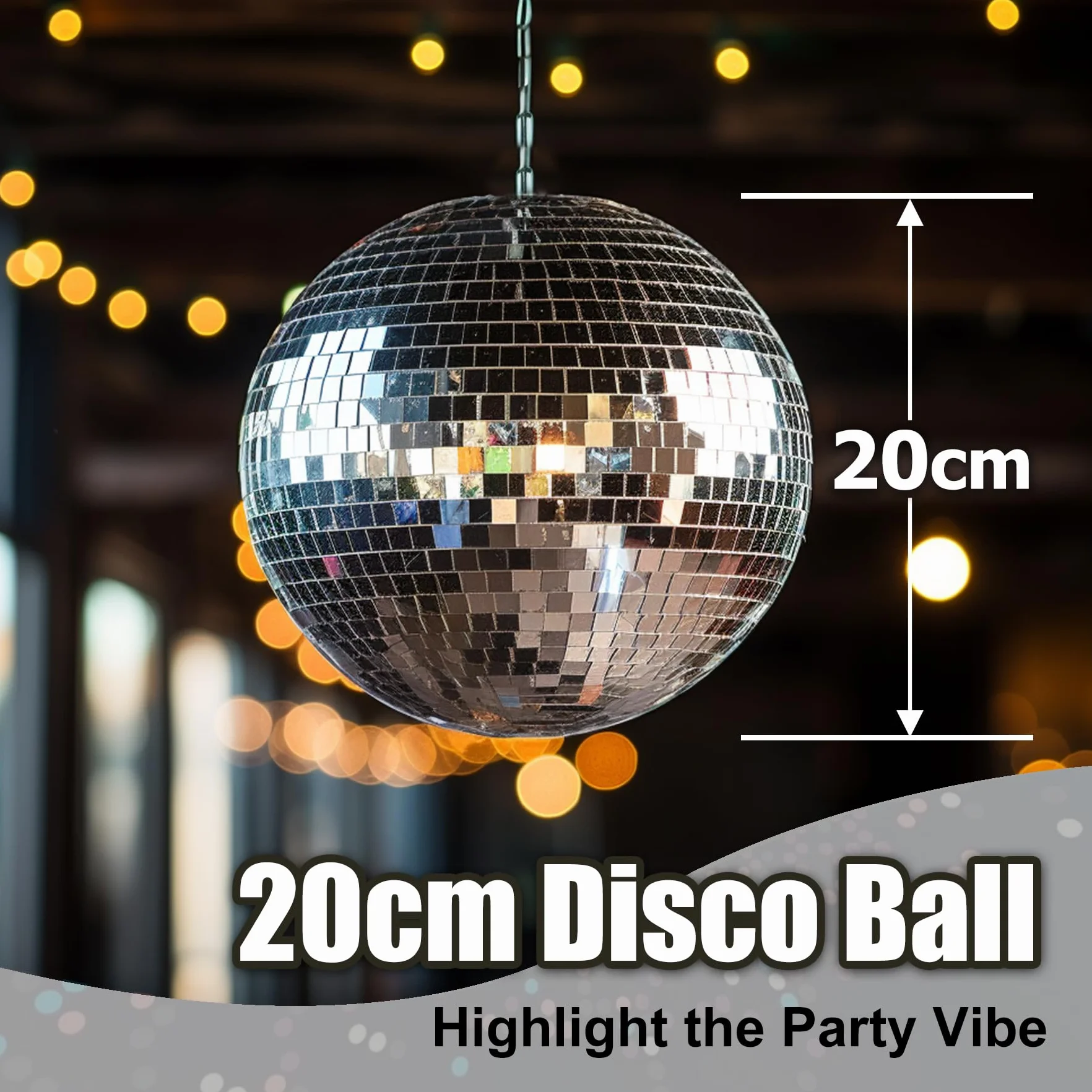 Spiegel-Discokugel 20cm Spiegelkugeln Disco Kugel für Party DJ Club