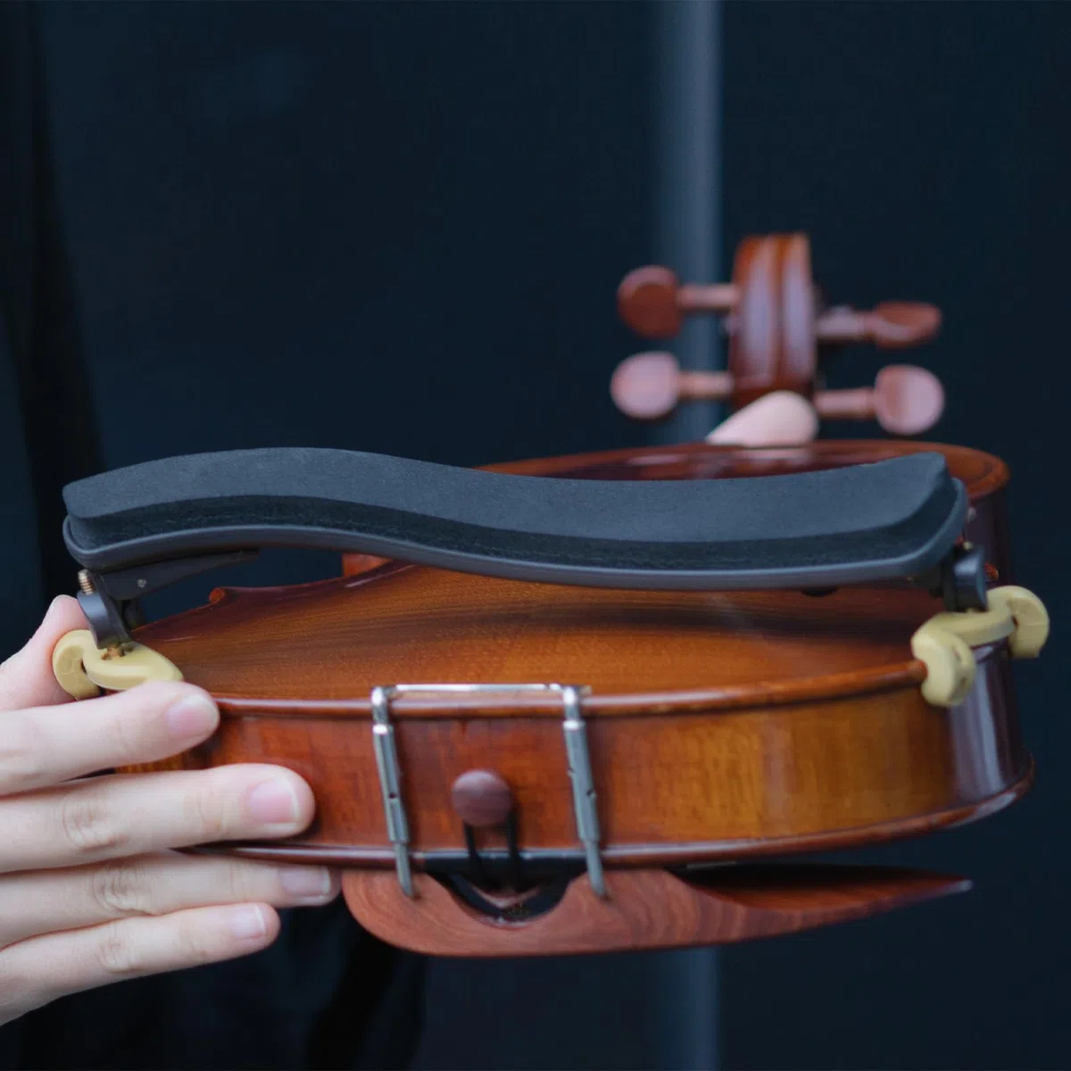 sourcing map Violin Schulterstütze Schwarz Schulterstütze für Geige 3/4-4/4 Größe mit Zusammenklappbar Füßen