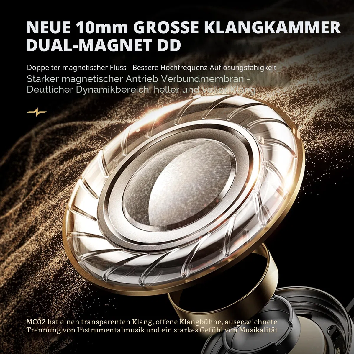 CCZ MC02 In Ear Monitor, In Ear Gaming Kopfhörer 10-mm-Dual-Magnet DD PET-Membran, IEM Kraftvoller Bass, DJ Kopfhörer mit Kabel 5N OFC, Gaming Earbuds Noise Cancelling für PS5, HiFi-Enthusiast