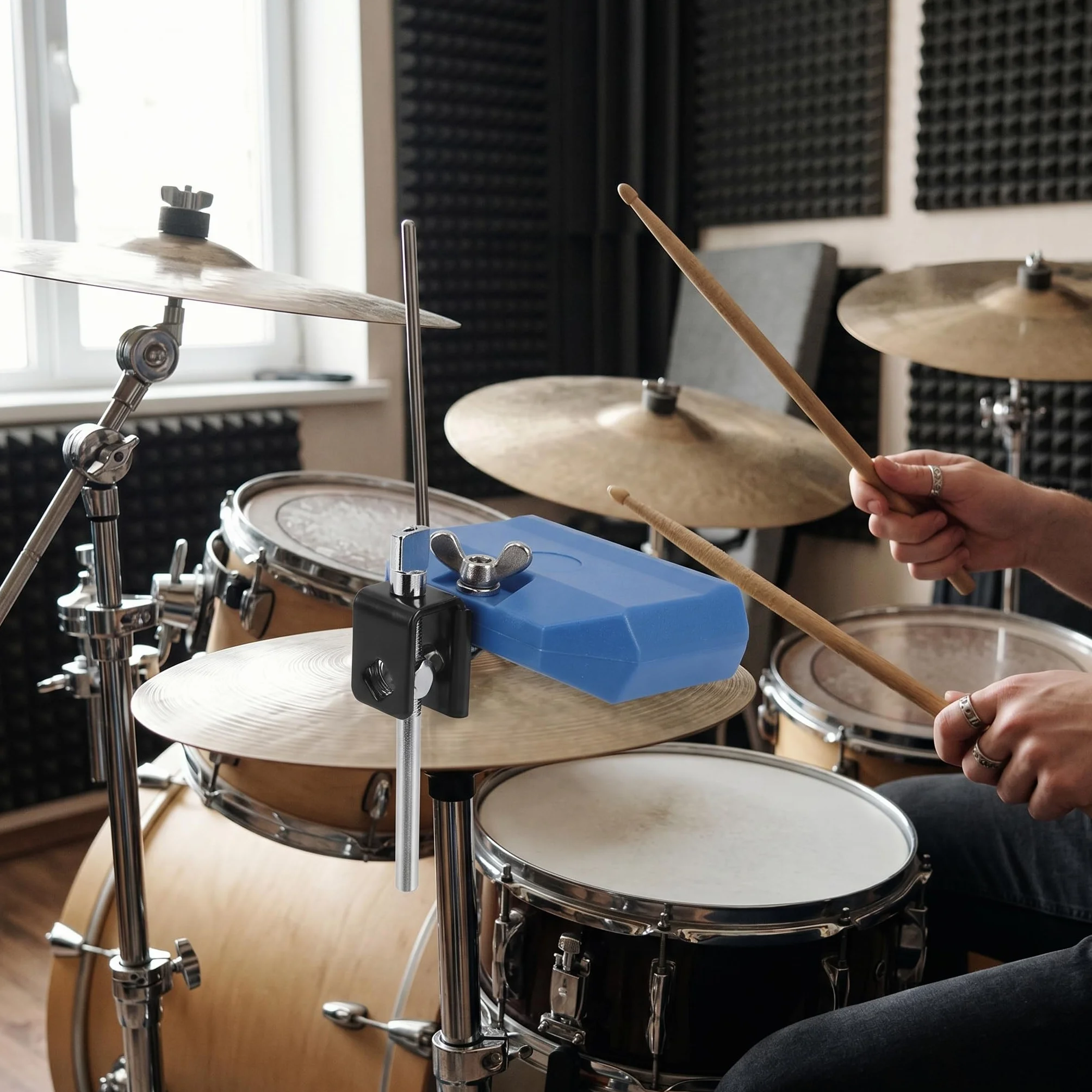 SEAFRONT Kuhglocke für Schlagzeug Verstellbare Halterung, Kunststoff Cowbell Rock mit Schraube für Schlagzeug Musikalischer Percussion Block, Latin Drum Instrument (Blau)