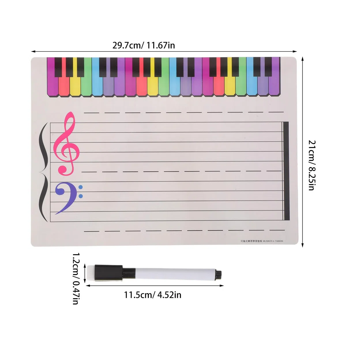 Gatuida Whiteboard-Tafel für Klavier, Tastatur, Notenlinien-Whiteboard für Schüler, Musiker, Musikunterricht, 1 Stift inklusive