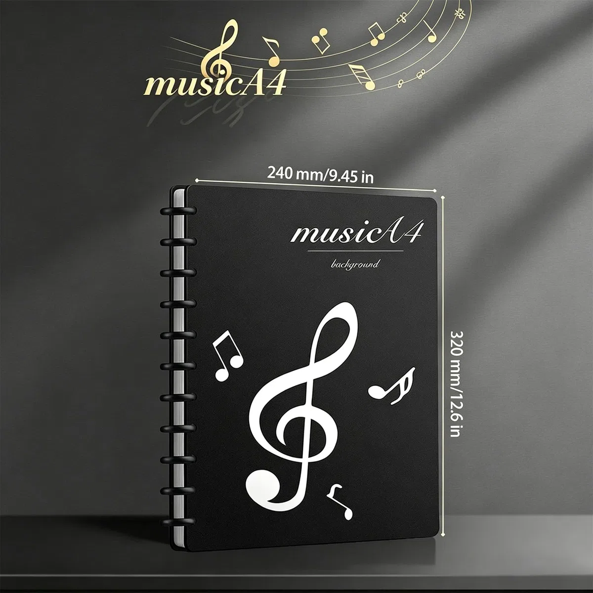A4 Notenmappe, 40 Taschen/80 Seiten Chormappe, Pilzförmiger Ordner für lose Notenmapp, Music Sheet Chormappe Schwarz für Musikpartitur, Dokumente, Papier, Kunstwerke, Gemälde, Fotos
