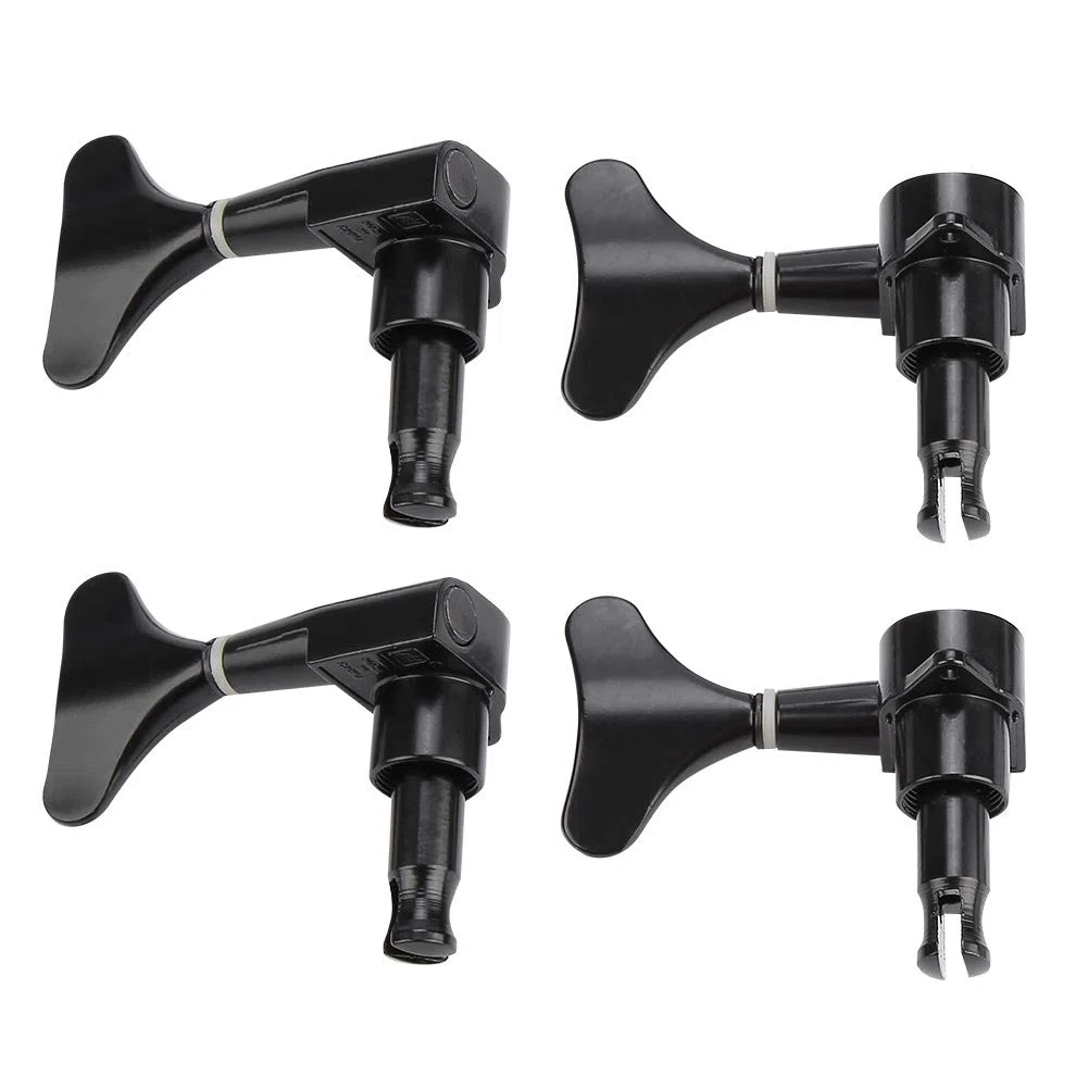 Bassgitarren Tuner 2L/2R, geschützte Bass-Mechanik mit Fischschwanzknopf, präzise Stimmwirbel für E-Bass Gitarre, Schwarz