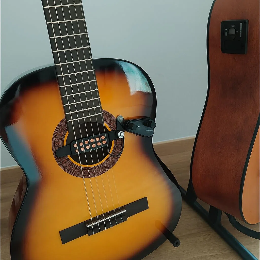 12 Loch Akustische Gitarren Tonabnehmer, Magnetic Pickup Transducer mit Volume Tone Tuner Kit für Akustikgitarre