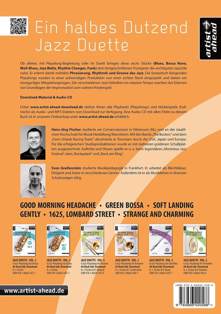 Ein halbes Dutzend Jazz-Duette - Vol. 1 - Trompete in Bb: 6 Jazz-Playalongs (inkl. Download). Spielbuch. Musiknoten.