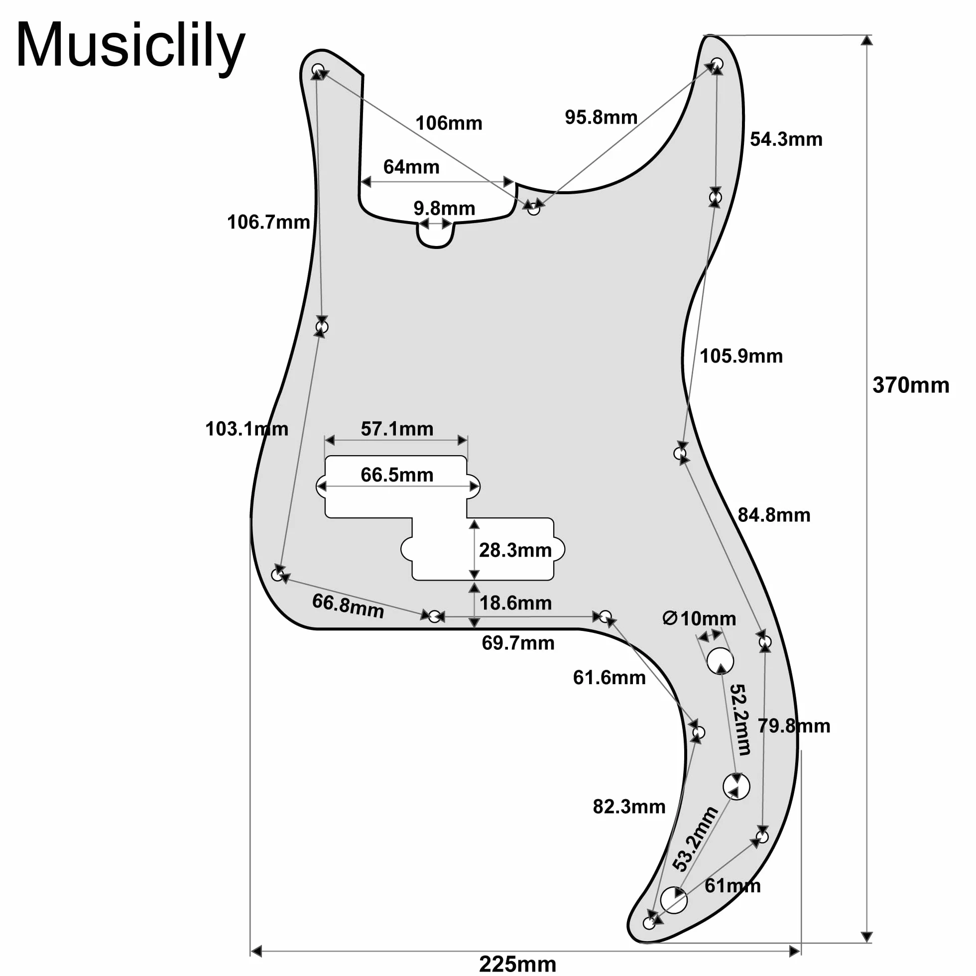 Musiclily Pro 13 Löcher P Bass Pickguard Schlagbrett für 4-Saiter American Precision Bass, 3 lagig Crème