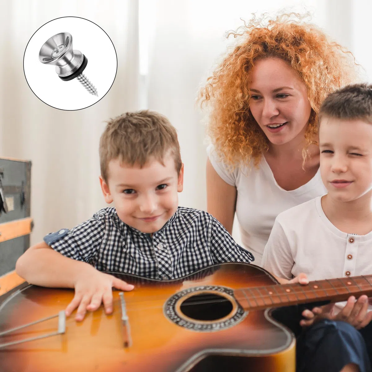 Giantree 4 Stück Gitarrengurtknöpfe, Metall Gitarrengurt Endknopf mit Befestigungsschrauben und Gummi Kissen Gurtschlösser für Klassische Elektrische Akustik Gitarre Bass Ukulele (Silber)