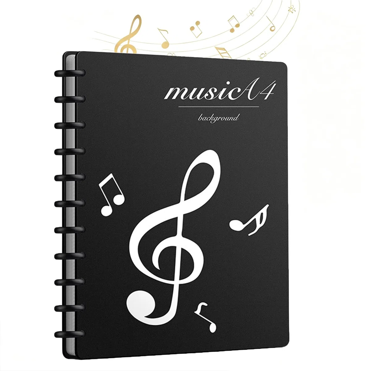 A4 Notenmappe, 40 Taschen/80 Seiten Chormappe, Pilzförmiger Ordner für lose Notenmapp, Music Sheet Chormappe Schwarz für Musikpartitur, Dokumente, Papier, Kunstwerke, Gemälde, Fotos