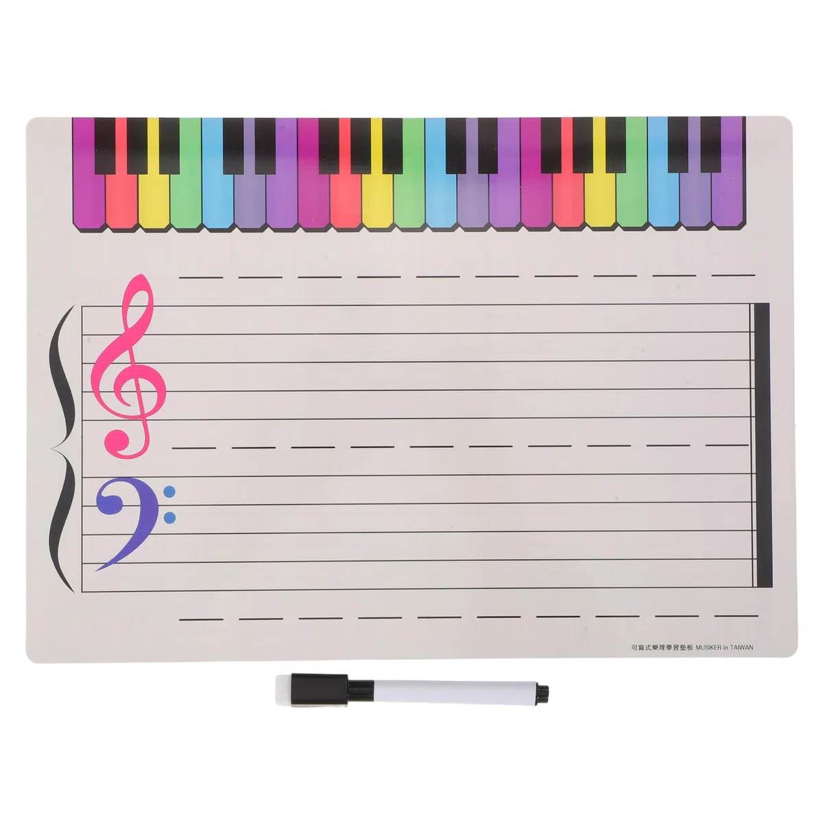 Gatuida Whiteboard-Tafel für Klavier, Tastatur, Notenlinien-Whiteboard für Schüler, Musiker, Musikunterricht, 1 Stift inklusive