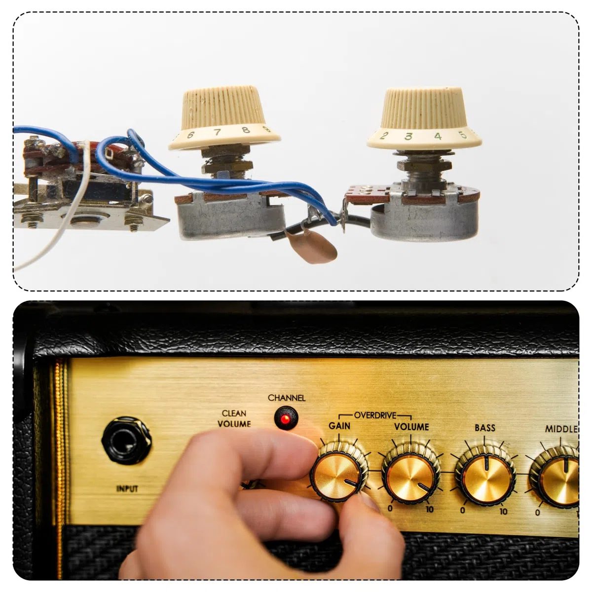 QUARKZMAN 8 Stück Aluminium Potentiometer Knöpfe, 6mm x 12.5mm x 16mm Universelle Lautstärke Tonregler Knöpfe mit Schraubenschlüssel für Gitarre, Bass, Helles Silber
