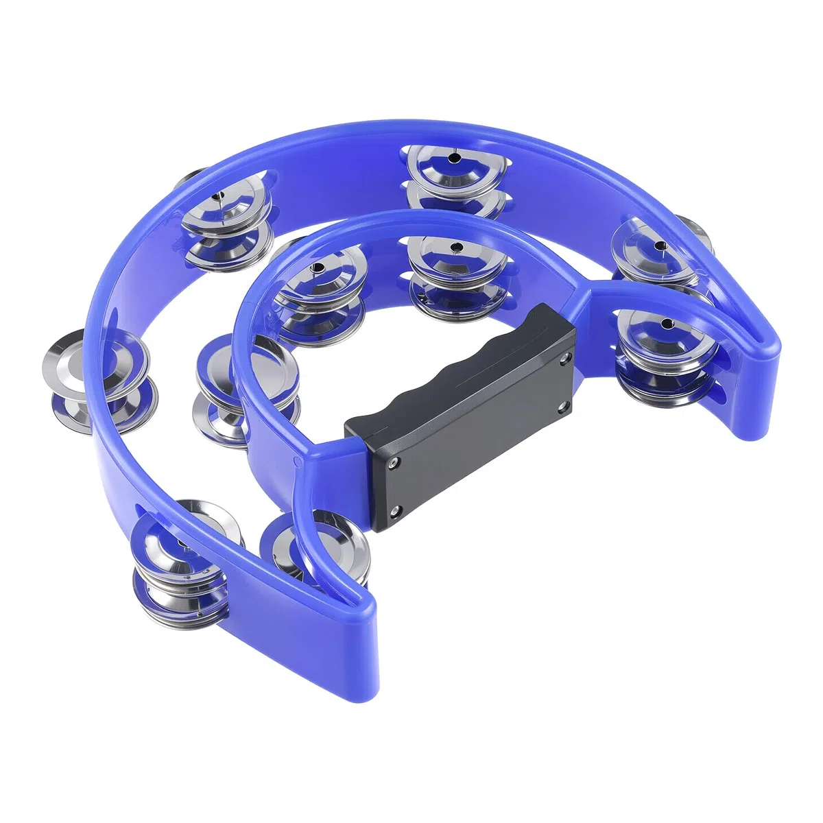 ZOENHOU Tamburin, 3 Stück Halbmond Form zweireihig Schellenring Schellenkranz, PP-Kunststoff Tambourine mit 20 Paar Metall Schellen, für Musiker, Bandproben, Party, KTV und Bar(Rot/Gelb/Blau)
