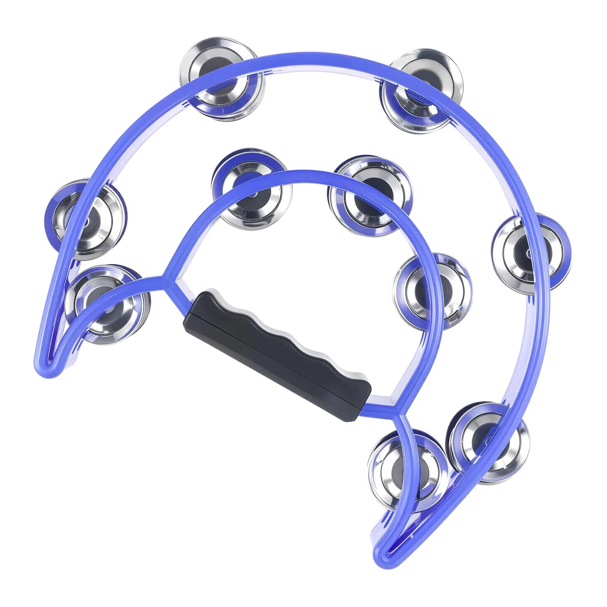 ZOENHOU Tamburin, 3 Stück Halbmond Form zweireihig Schellenring Schellenkranz, PP-Kunststoff Tambourine mit 20 Paar Metall Schellen, für Musiker, Bandproben, Party, KTV und Bar(Rot/Gelb/Blau)