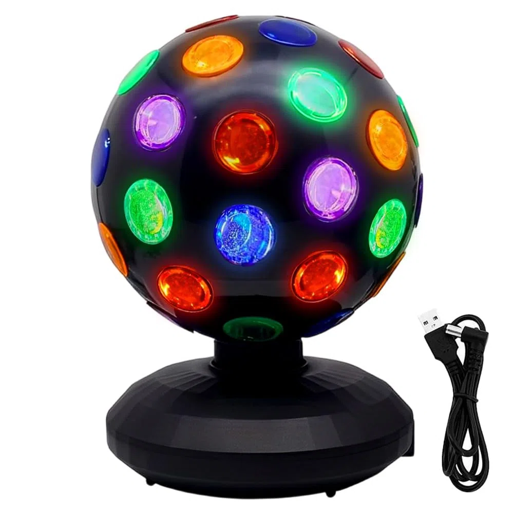 Discokugel, 360° Rotierende Discolicht Partylicht mit mehrfarbigen LED, 3D Disco Kugel für Party, Home,Weihnachten, Kinder