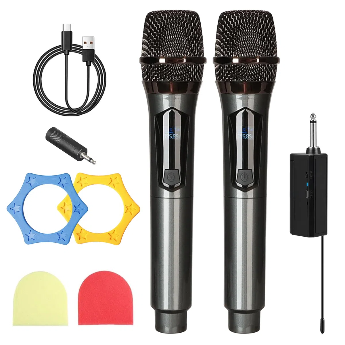 Mikrofon Kabellos,2 Stück Kabelloses Mikrofon Mit Wiederaufladbarem Empfänger,Wireless Microphone Set,Dual Funkmikrofon,Wiederaufladbares Funkmikrofon Für Party,Gesang,Karaoke,Hochzeit,Vortrag