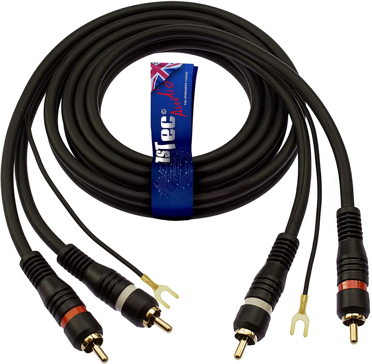 Audiokabel mit Erdungsanschluss, verhindert Feedback und Brummen 1.5 Metre Full RCA + Earth Cable
