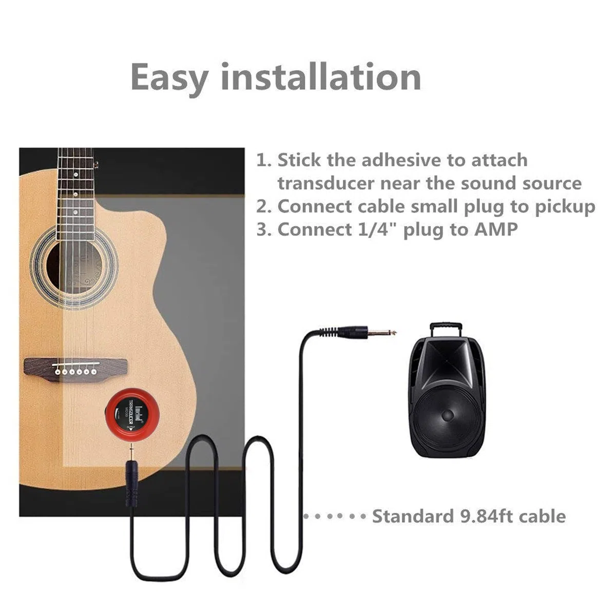 Imelod Gitarre Tonabnehmer Kontakt Mikrofon Transducer für Gitarre Ukulele Violine Mandoline Banjo Cello Kalimba