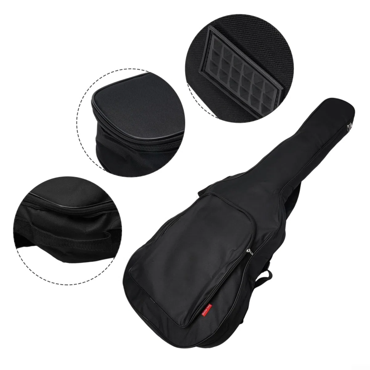 Wasserdichte gepolsterte Gitarrentasche für 104 cm (41 Zoll) klassische Akustikgitarren, verschleißfestes Oxford-Gewebe außen und weiches, glattes Futter (schwarz)