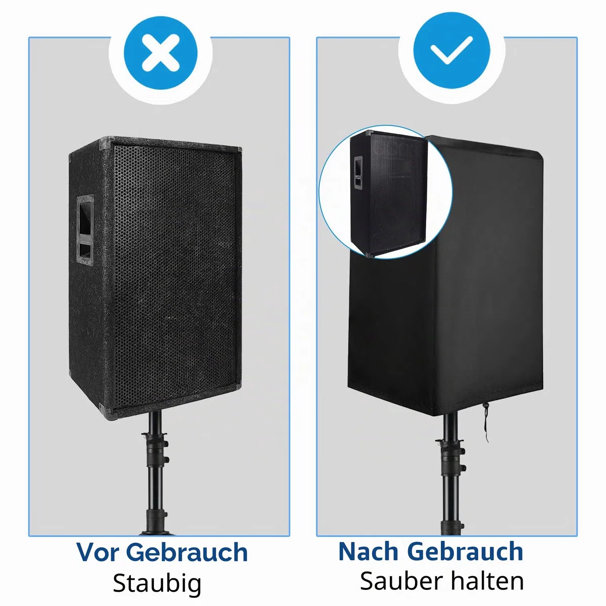 Musiin 12-Zoll-Lautsprecherhülle für den Außenbereich, wasserdichtes, UV-beständiges Oxford-Tuch, geeignet für aufrechte PA/DJ-Lautsprecher-Schutzhüllen (2 Packungen)