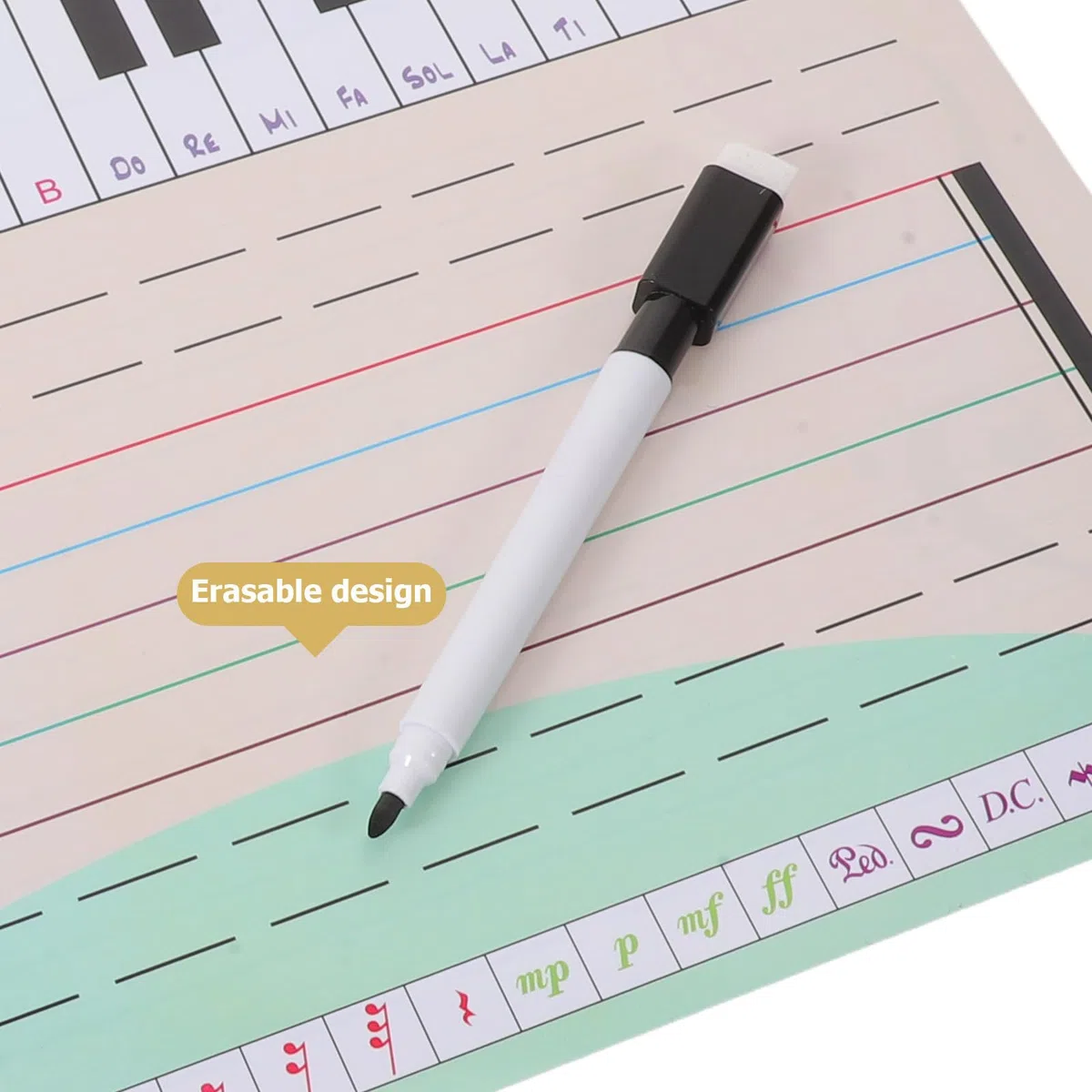 Gatuida Whiteboard-Tafel für Klavier, Tastatur, Notenlinien-Whiteboard für Schüler, Musiker, Musikunterricht, 1 Stift inklusive