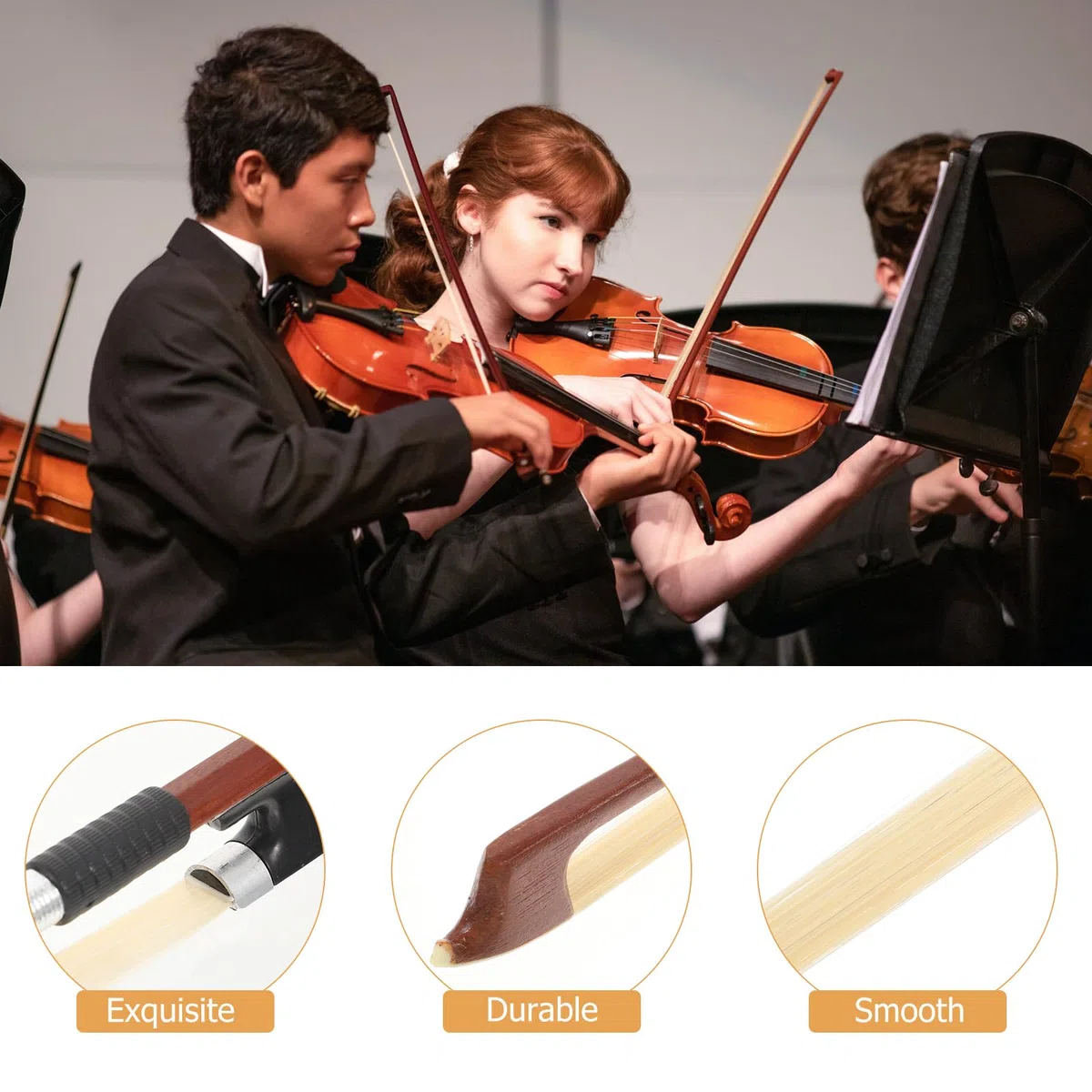 Vaguelly Professioneller Geigenbogen Aus Holz Mit Natürlichem Schachtelhalmhaar Für Violine 17.32 Zoll Ausgewogener Bogen Für Studenten Und Musiker
