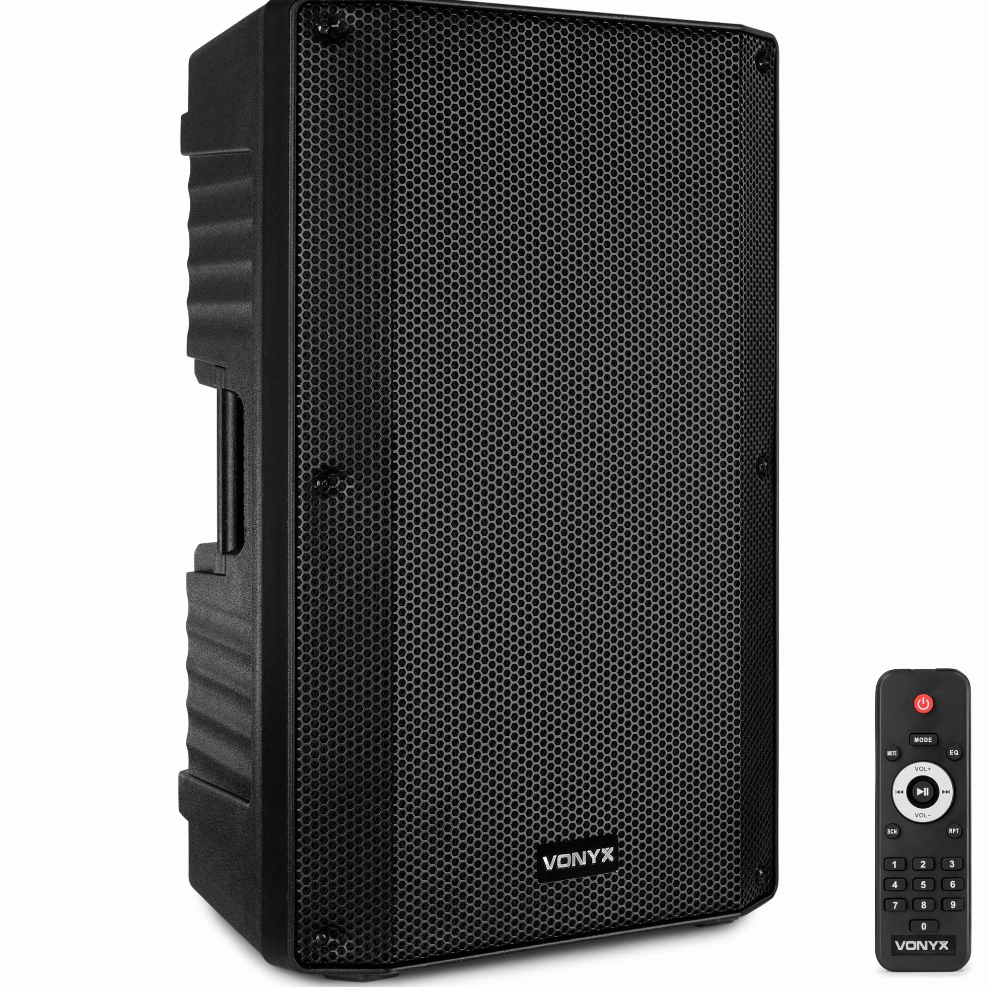 Vonyx VSA15BT - Aktivlautsprecher, Bluetooth, 1000 Watt PA Anlage, PA Lautsprecher Aktiv mit 15 Zoll Subwoofer, Bi-Amp, Mikrofon-Input, Equalizer, Gitarreneingang MP3-Player, PA Boxen für Gitarristen