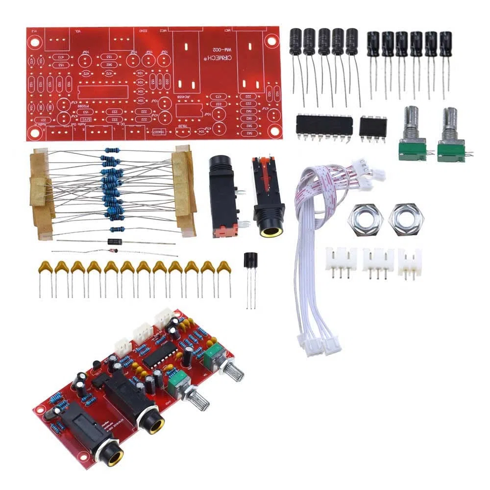 2Pcs PT2399 Digital Microphone Amplifier Board Karaoke Plate Reverb Preamplifier Reverberator Suite Components NE5532 DC 12V-24V