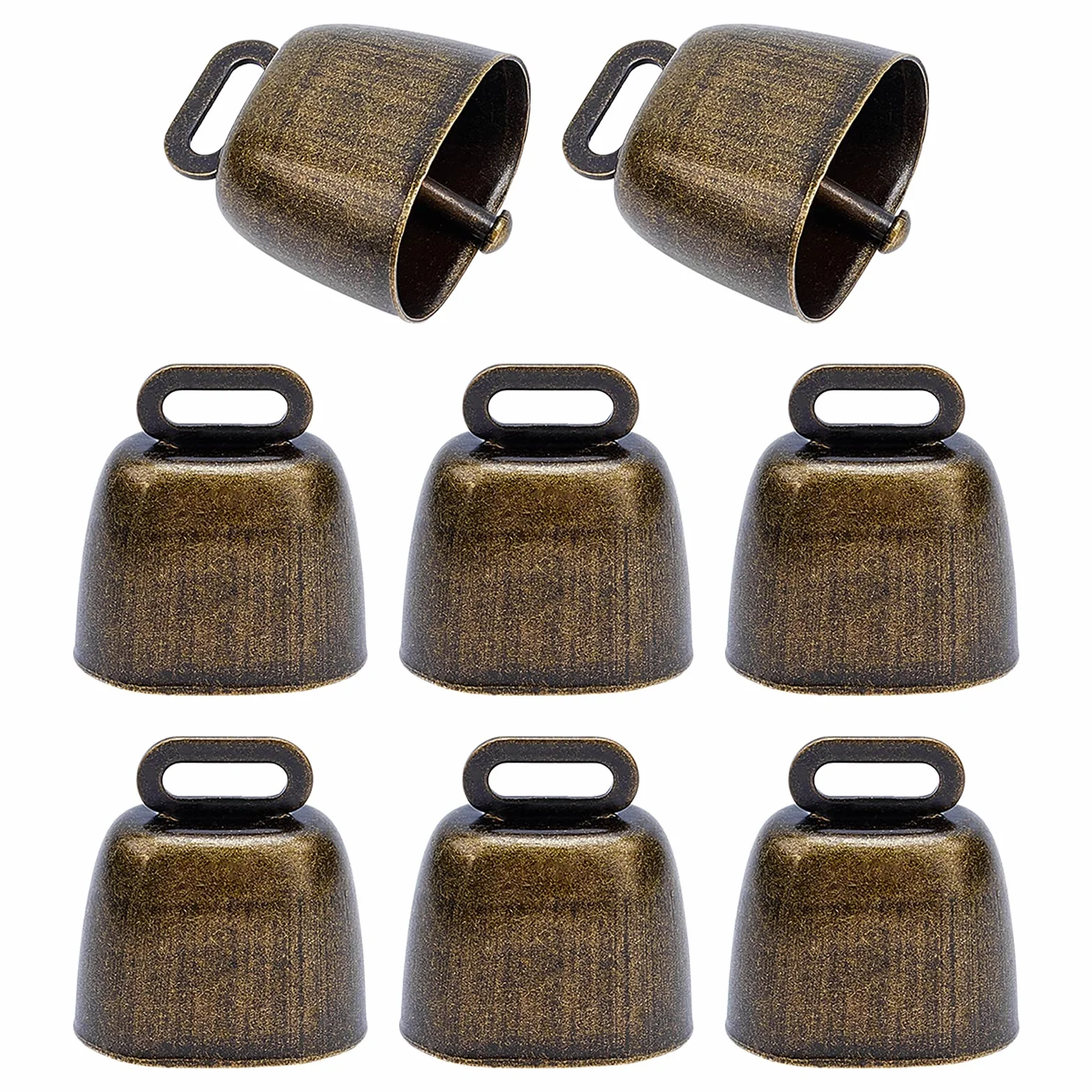nbeads 8 Stück Kuhglocke, Handwerk Glocken Bauernhof Tierglocke ziegenglocke Retro Weihnachten Eisenglocke Anhänger Metall Haustier Geräuschmacher Ruf Glocken Für Rinder Pferd Schafe