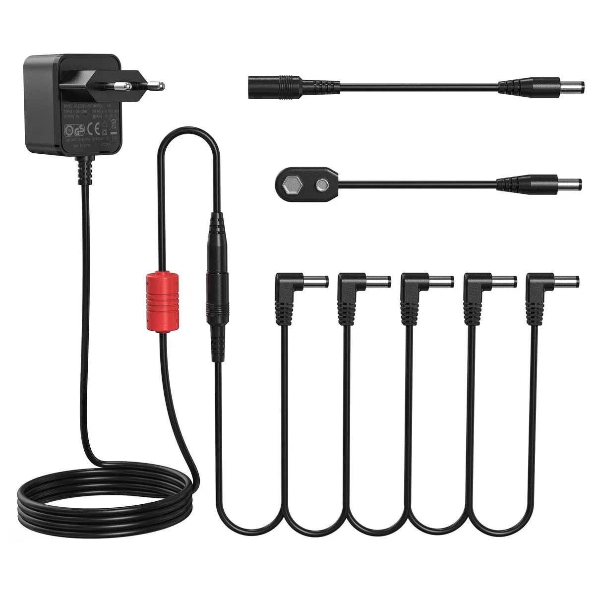 Donner Power Supply Adapter Netzteil Adapter für Gitarre Effektpedal 9V DC 1A mit 5 Daisy Chain kostenlosen Kabel (DPA-100)