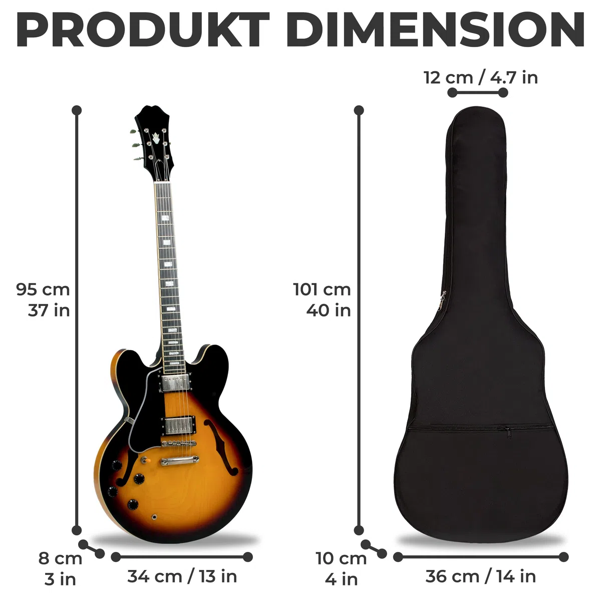 wasserdichte 40-Zoll-Gitarrentasche, 4/4-Gitarren-Tragetasche, Gitarrentasche mit verstellbarem Riemen, staubdichter Rucksack, tragbar, für Reisen, Schwarz