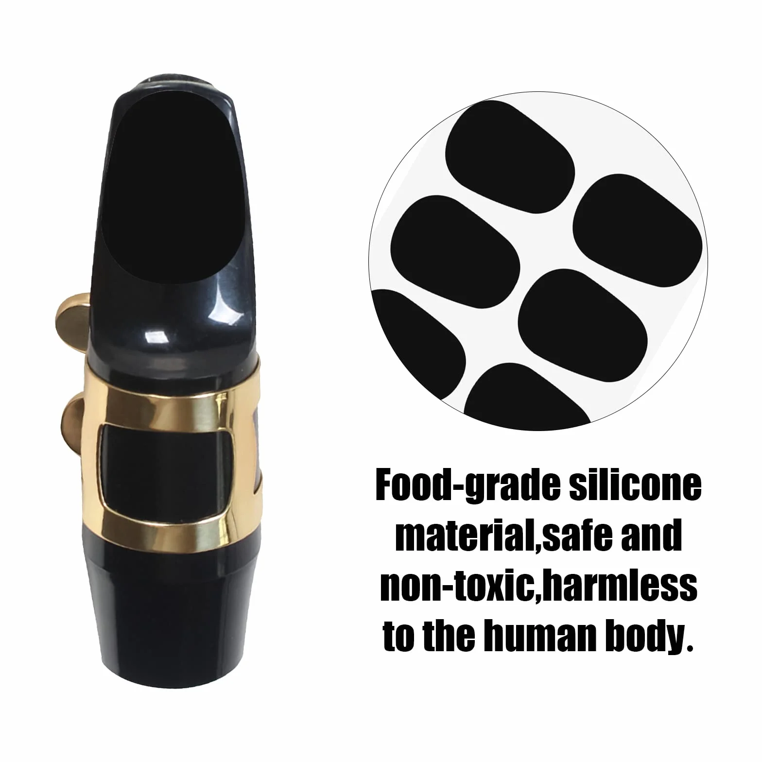 Dokeno 32 Stück Mundstückkissen für Alt-Saxophon 0,8 mm Bissgummi Klarinette Ovale Gummi Mundstück Patches Schwarz Mundstückkissen für Alto Und Tenorsaxophon Klarinette