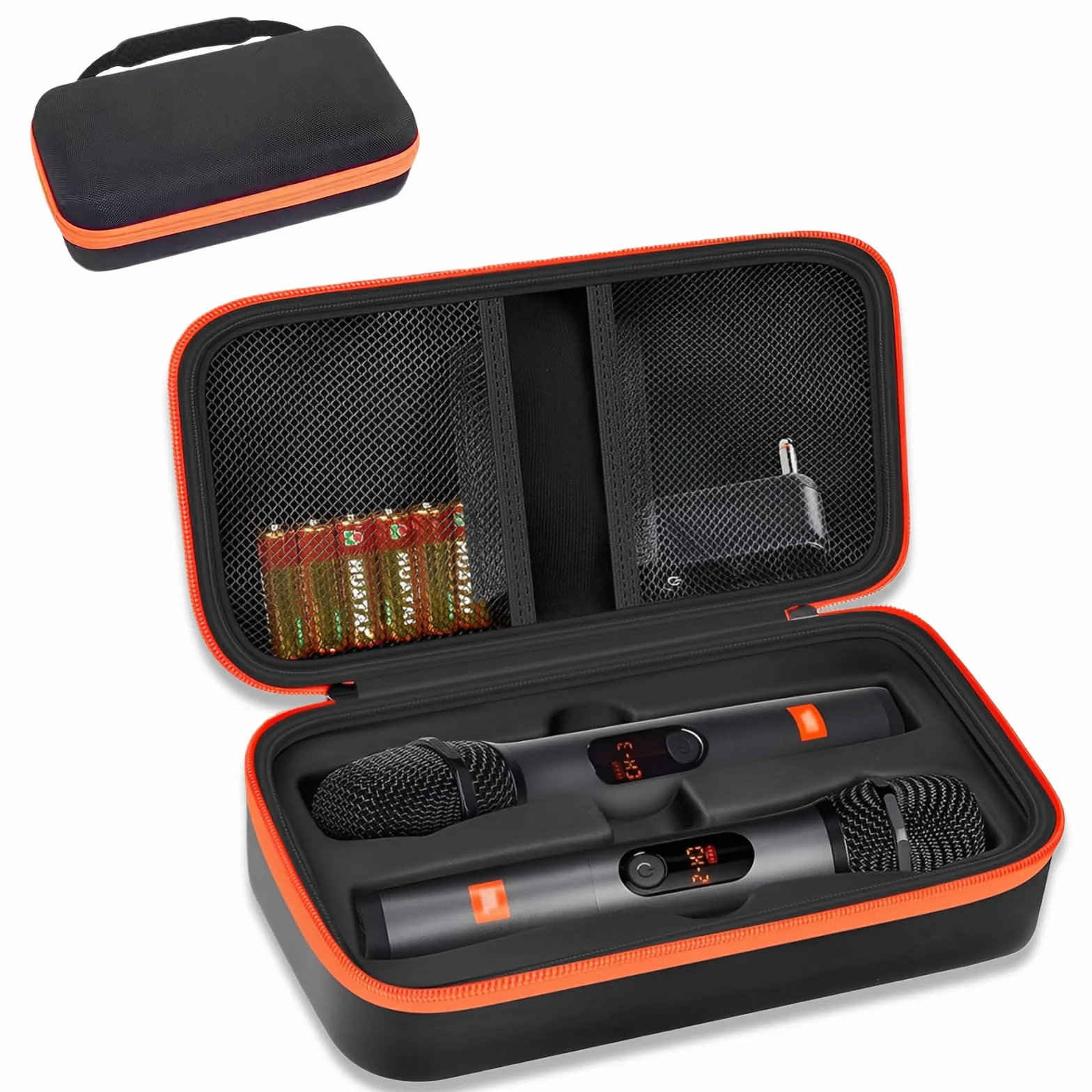 Handheld Dual Mic Reisetasche: Handheld Dual Mic Reisespeichertasche Kompatibel mit JBL Wireless Two Mikrofon System, Bluetooth Mikrofon Tasche für Empfänger, Adapter, Batterie (Nur Box)