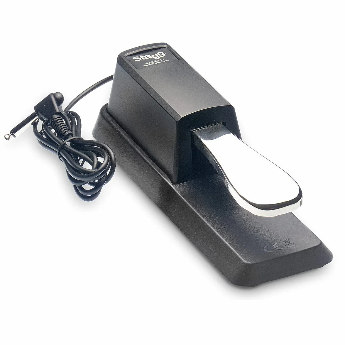Stagg 21203 verchromtes Pedal mit Polaritätsschalter für E-Piano/Keyboard (1,5m, lange Kabel, 6,3mm Klinkenstecker)