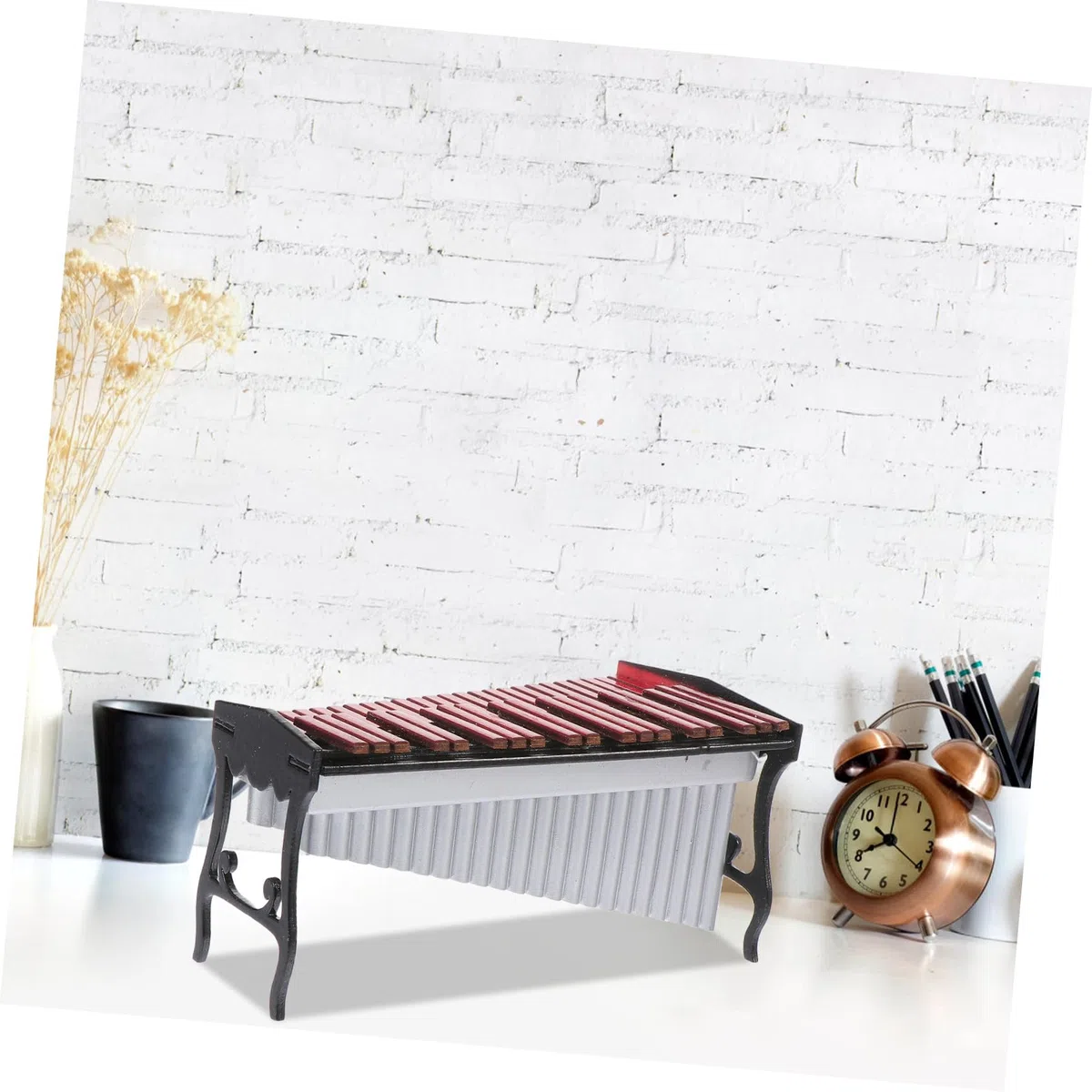 1satz Mini Marimba Modell Aus Dekorativer Miniatur-musikinstrument Für Projekte Und Hausdekoration Für Puppenhäuser Und Mikrolandschaften Inkl Schwarzem Klavierkasten
