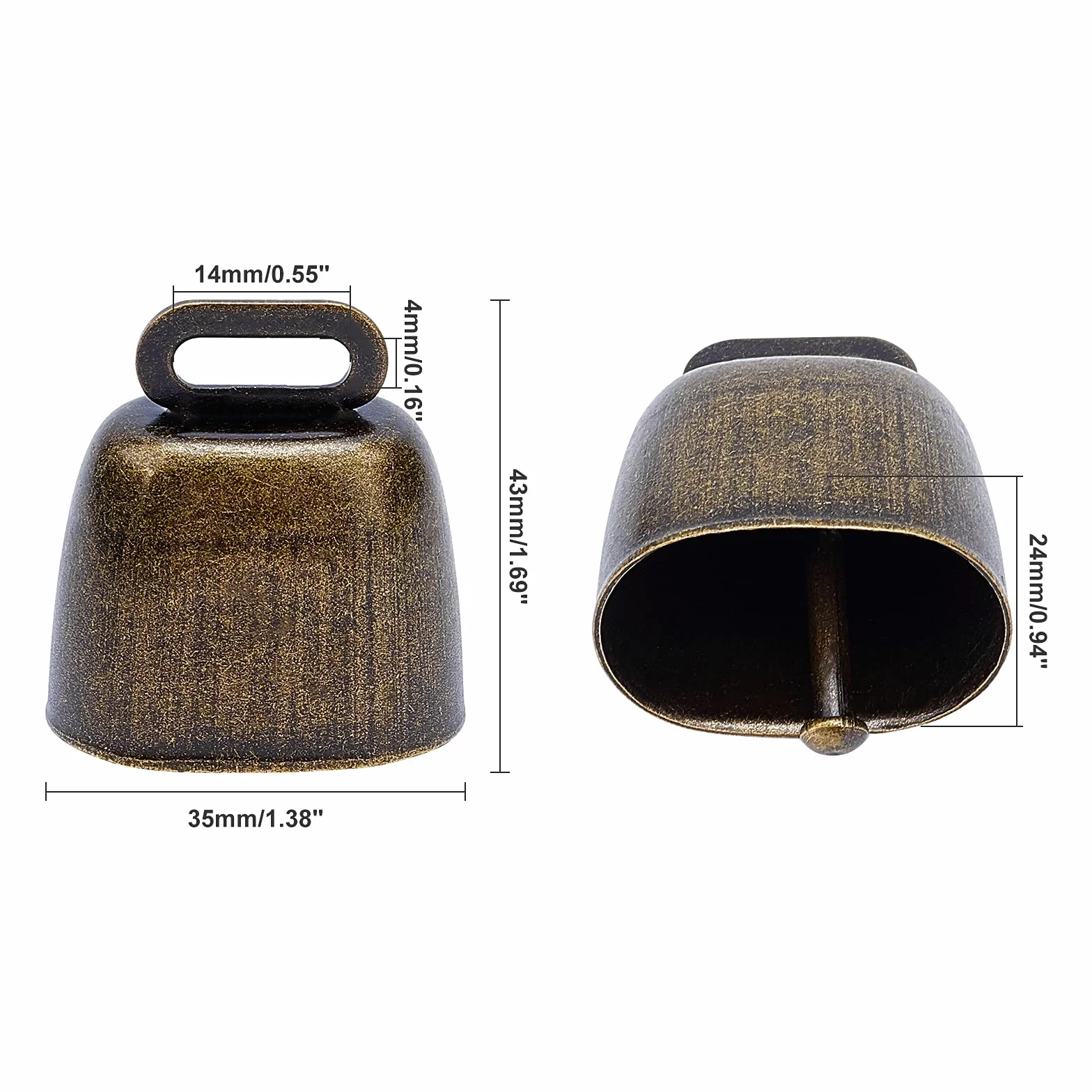 nbeads 8 Stück Kuhglocke, Handwerk Glocken Bauernhof Tierglocke ziegenglocke Retro Weihnachten Eisenglocke Anhänger Metall Haustier Geräuschmacher Ruf Glocken Für Rinder Pferd Schafe