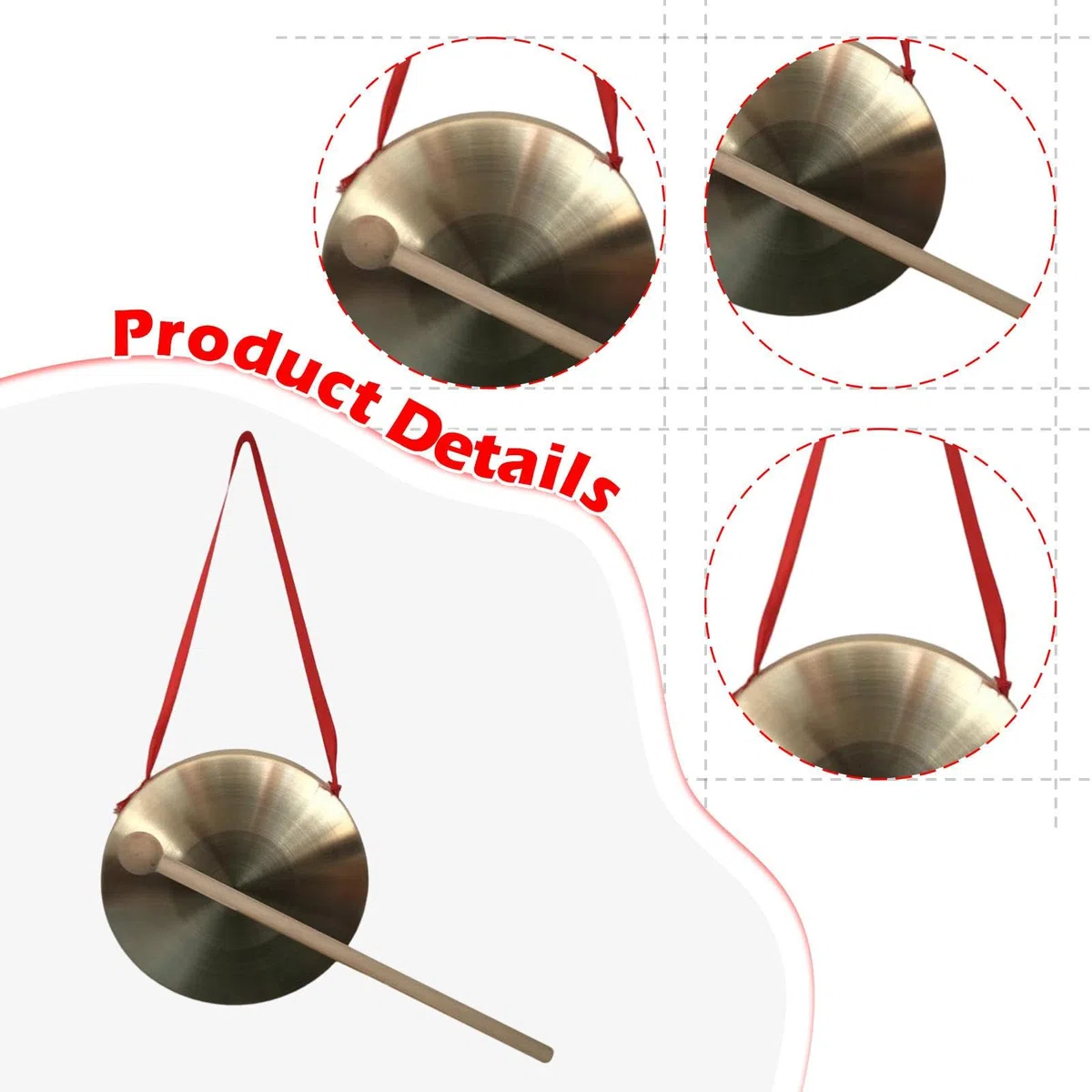 Mini-Gong aus Messing mit Holzschlägel, Handgong für Kinder und Veranstaltungen, 10cm