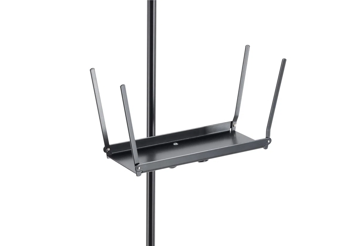 K&M 13105 Notenablage Schwarz Aluminium mit 9 cm x 24 cm Fläche mit 4 klappbaren Streben - klemmbar an Rohre bis ø 3 cm