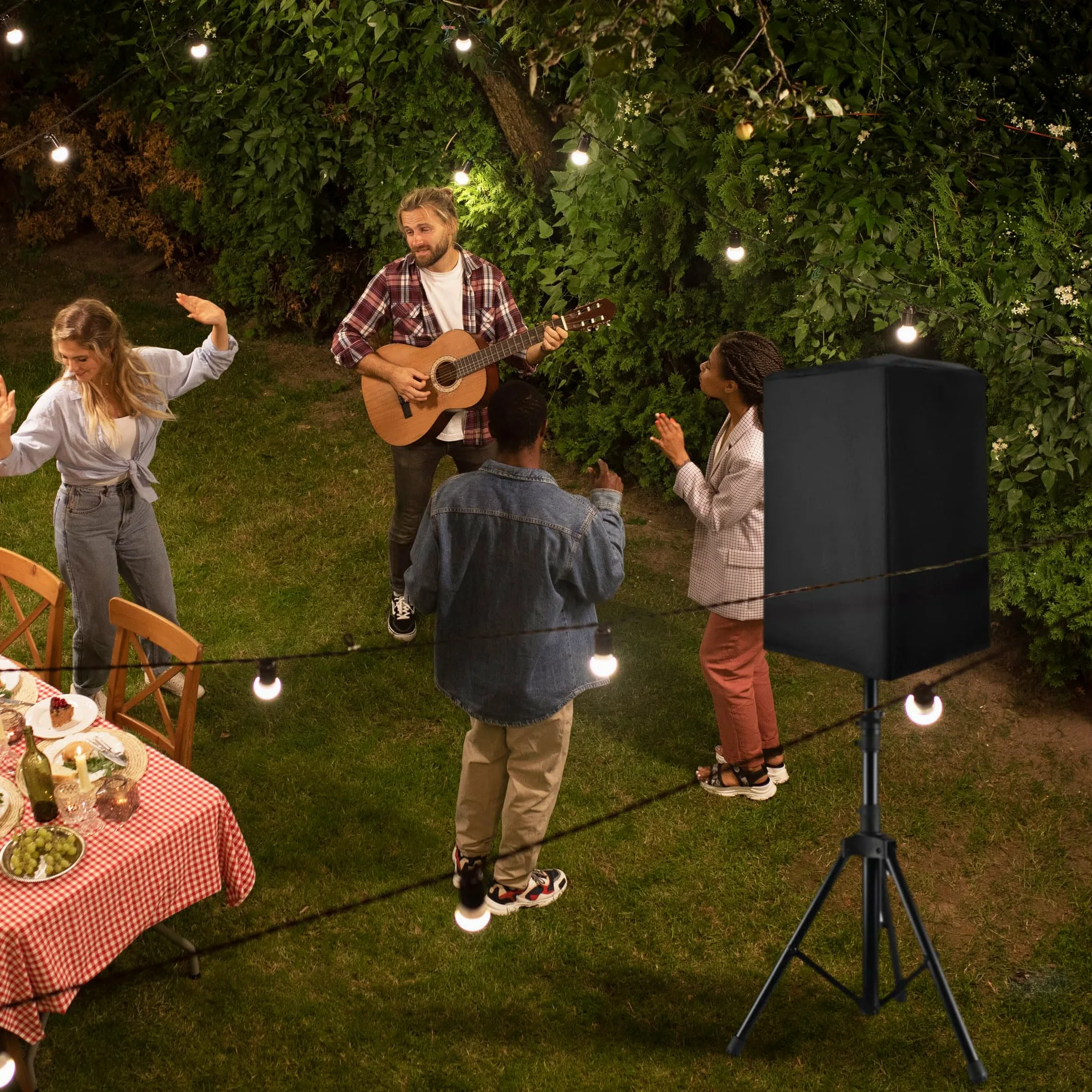 Musiin 12-Zoll-Lautsprecherhülle für den Außenbereich, wasserdichtes, UV-beständiges Oxford-Tuch, geeignet für aufrechte PA/DJ-Lautsprecher-Schutzhüllen (2 Packungen)