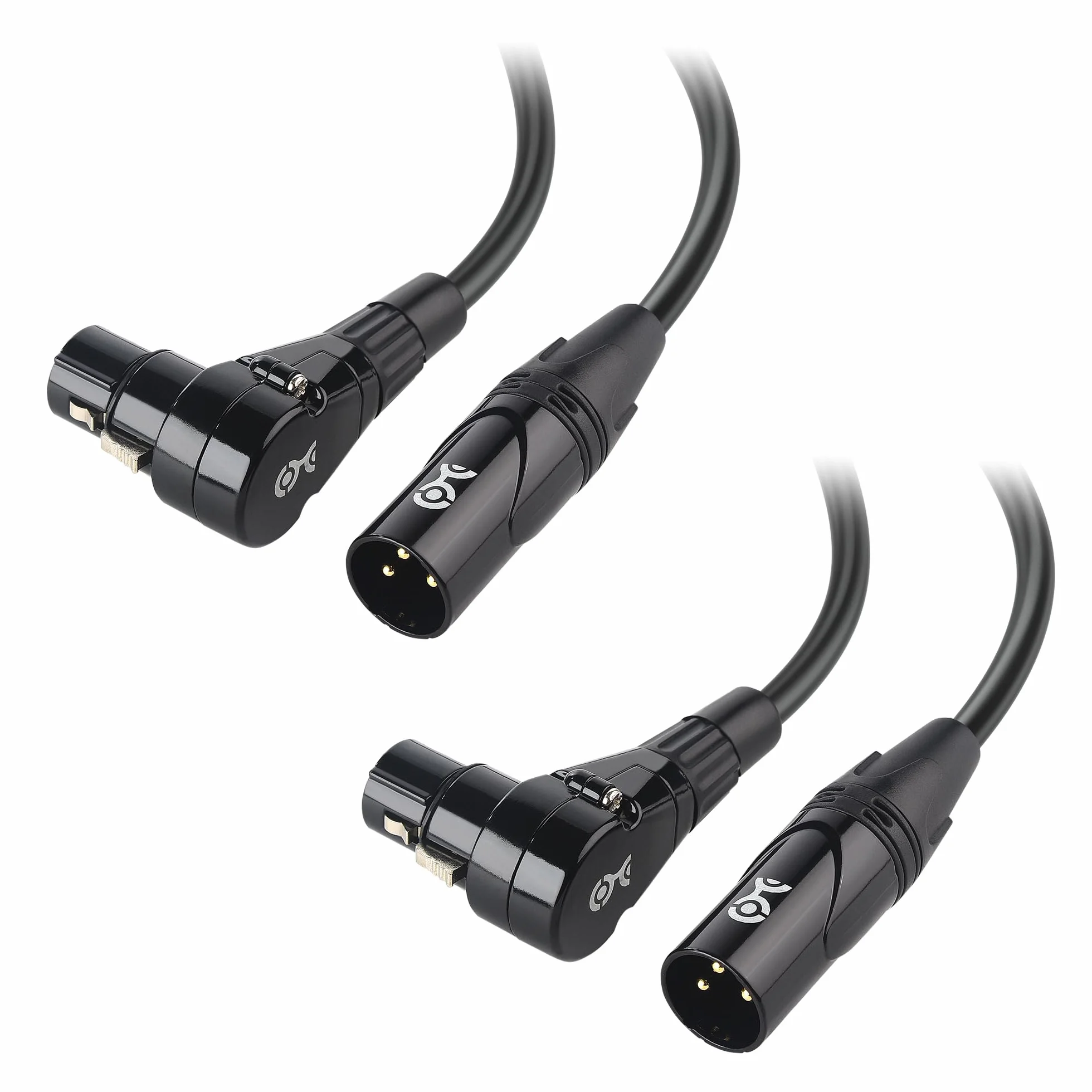 Cable Matters 2-Pack rechtwinkliges XLR Kabel, kurzes XLR Mikrofonkabel 0,3m Sauerstofffreies Kupfer (OFC) rechtwinkliges Kabel, Mikrofonkabel, Schwarz